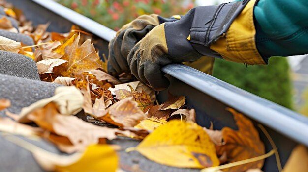Clearing Debris from roof gutter