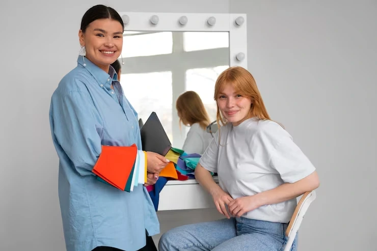 Two professional residential cleaners holding cleaning cloths ready to provide home cleaning services in East London